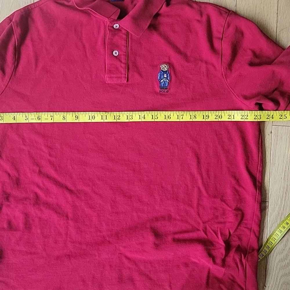 Polo by Ralph Lauren Red Classic Fit Bear Wearing Flag Sweater Short Sleeve Polo